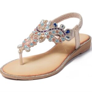 Embellished Beige Sandals